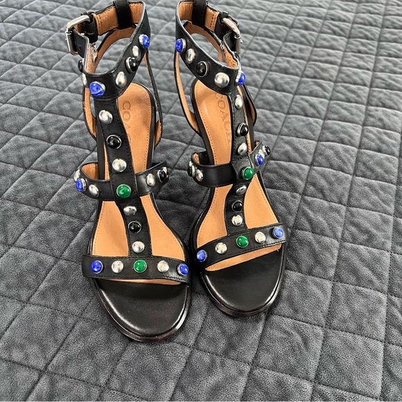 Coach High Heels Women 7 Shoes Studded Y2k Isabel Strappy Ankle Strap Open toe - Picture 3 of 8